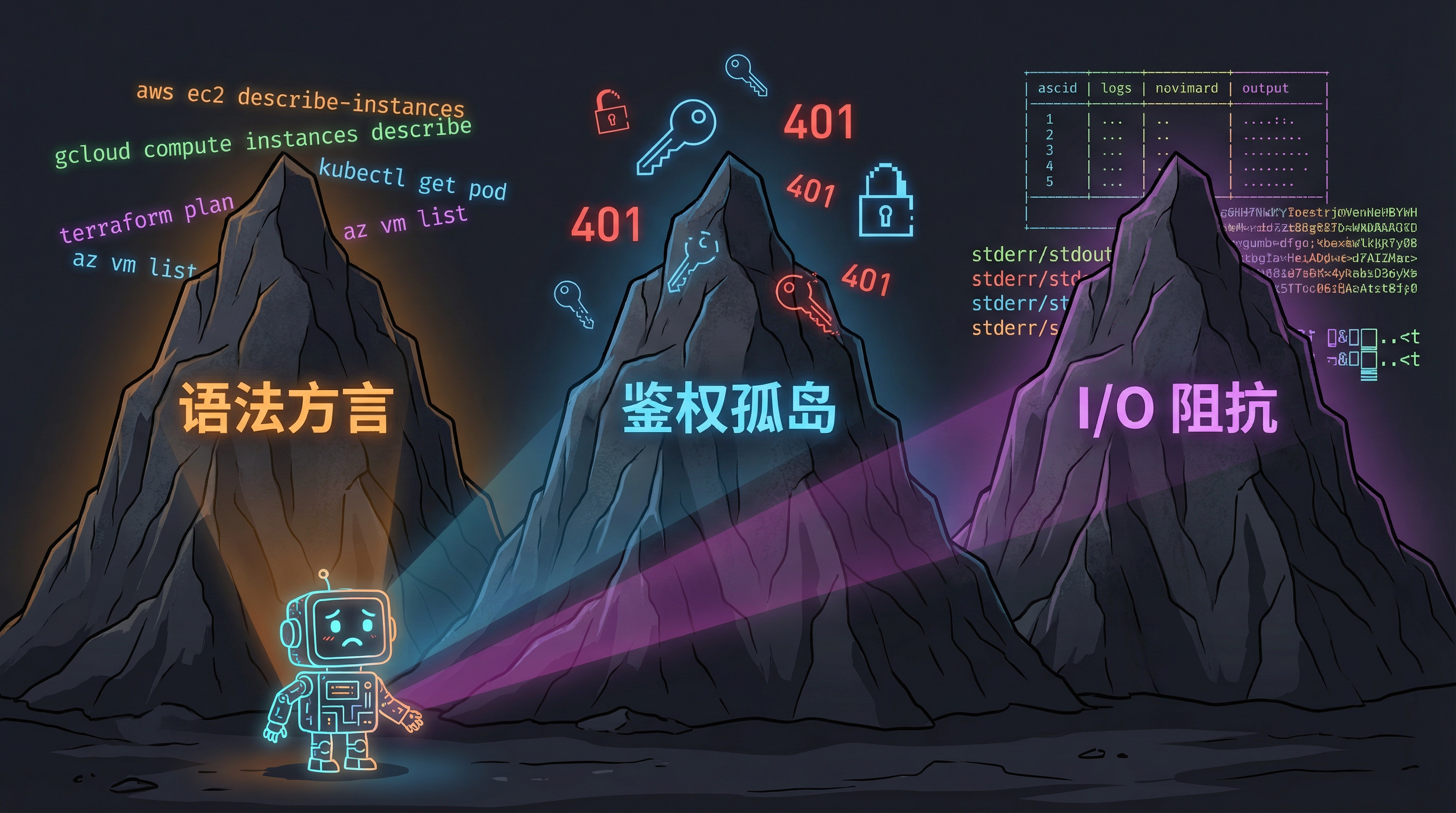 三座大山：语法方言、鉴权孤岛、I/O 阻抗